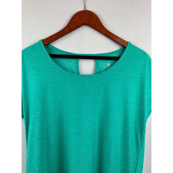 Tuff Athletics Womens Turquoise Athletic Top Loose Fit Keyhole Back Moisture Wic - Picture 2 of 6